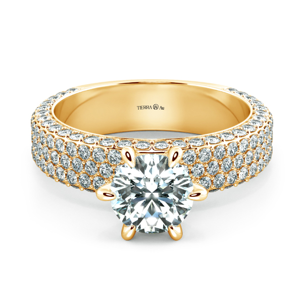 Solitaire Pave Engagement Ring with Large Band NCH1205 1